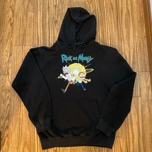 Rick and Morty Adult swim Hoodie Sweatshirt Unisex Juniors Black Size Medium